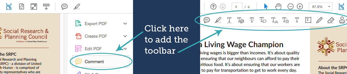 Acrobat Reader DC toolbar